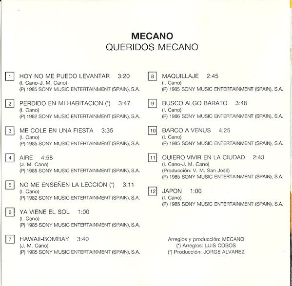 Mecano : Queridos Mecano (CD, Comp)