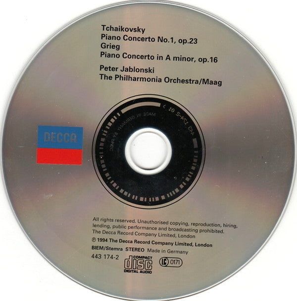 Pyotr Ilyich Tchaikovsky / Edvard Grieg / Peter Jablonski / Philharmonia Orchestra / Peter Maag : Piano Concertos Nos. 1 / Piano Concerto (CD, Album)