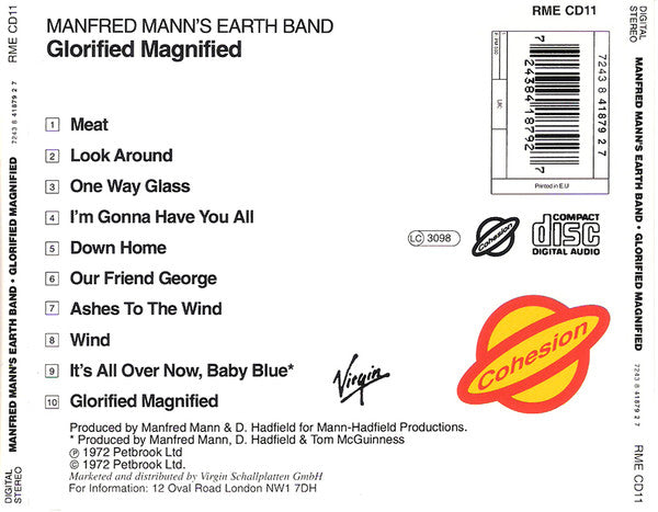 Manfred Mann's Earth Band : Glorified Magnified (CD, Album, RE)