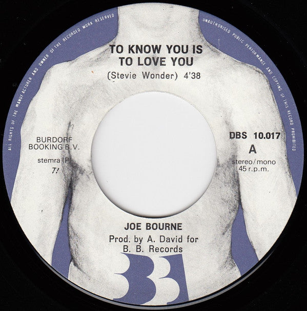 Joe Bourne : To Know You Is To Love You (7", Single)