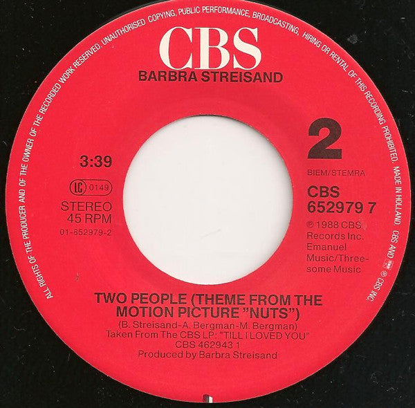 Barbra Streisand And Don Johnson : Till I Loved You (7", Single)
