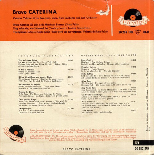 Caterina Valente • Silvio Francesco • Orchester Kurt Edelhagen : Bravo Caterina (7", EP, Mono, RP)