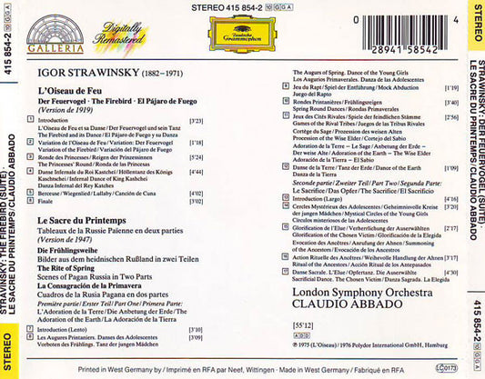 Igor Stravinsky, London Symphony Orchestra, Claudio Abbado : The Firebird (Suite) / Le Sacre Du Printemps (CD, Comp, RE, RM)