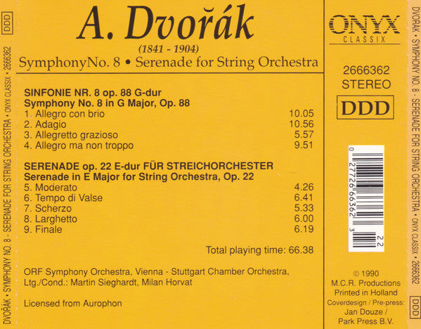 Antonín Dvořák : Symphony No. 8, Serenade For String Orchestra (CD, Comp)
