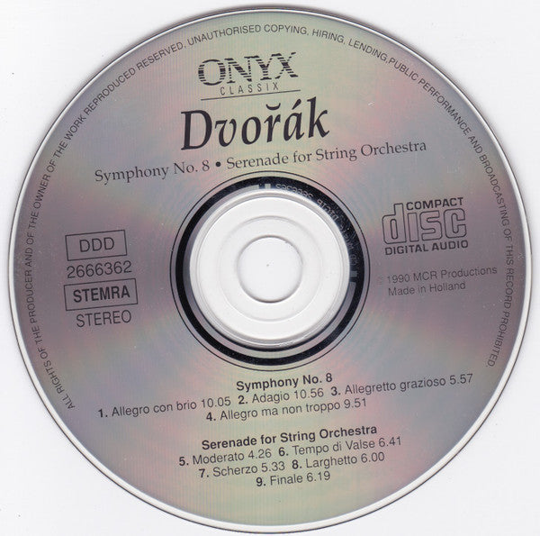 Antonín Dvořák : Symphony No. 8, Serenade For String Orchestra (CD, Comp)