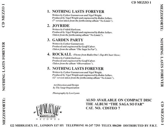 Mezzoforte : Nothing Lasts Forever (CD, Ltd)