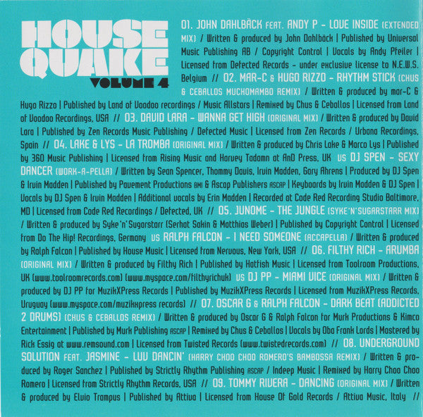 Roog & Erick E : Housequake Volume 4 (CD, Comp, Mixed)