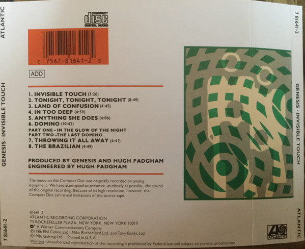 Genesis : Invisible Touch (CD, Album, RE)