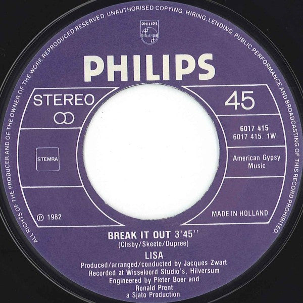 Lisa Boray : Break It Out (7", Single)