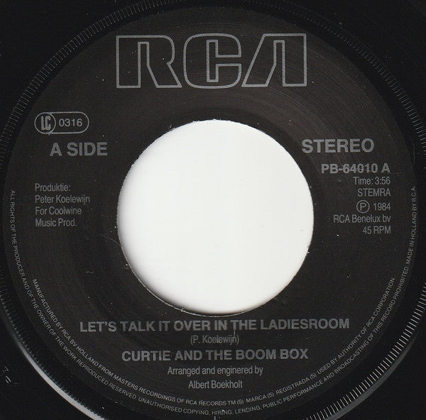 Curtie And The Boombox : Let's Talk It Over In The Ladies' Room (7", Single)