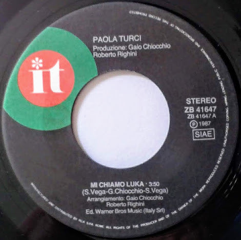Paola Turci : Mi Chiamo Luka (7")