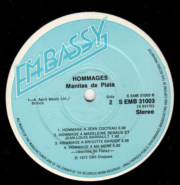 Manitas De Plata : Hommages (LP, Album)