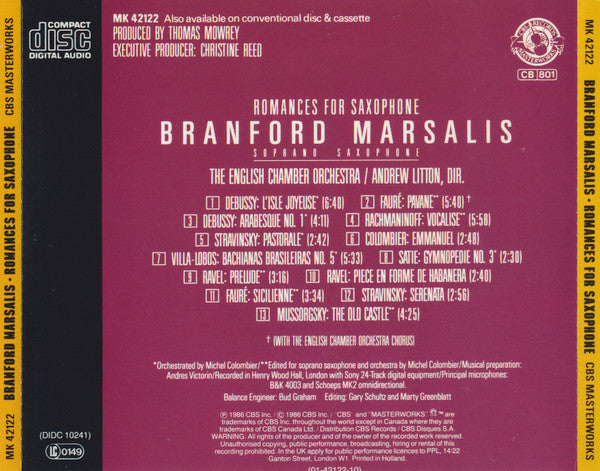 Branford Marsalis : Romances For Saxophone (CD)