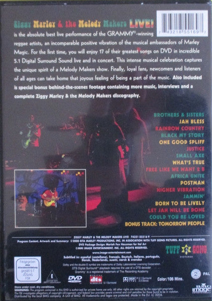 Ziggy Marley And The Melody Makers : Live (DVD, PAL, Reg)