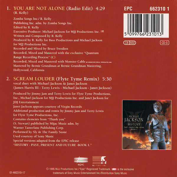 Michael Jackson : You Are Not Alone (CD, Single, Car)