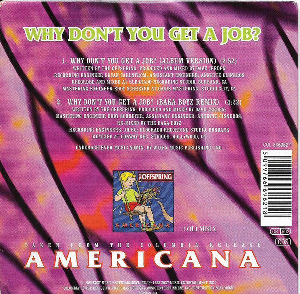 The Offspring : Why Don't You Get A Job? (CD, Single, Car)