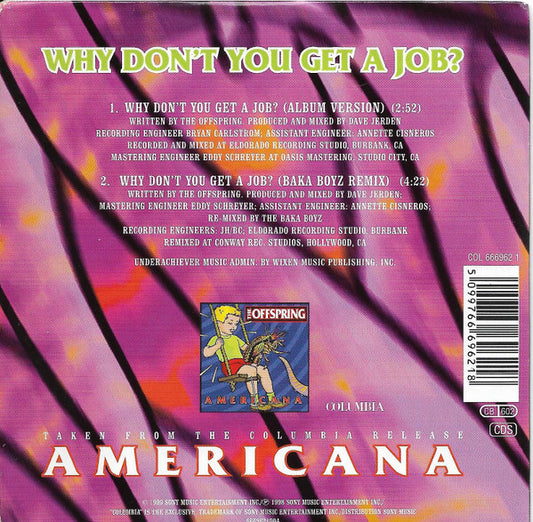 The Offspring : Why Don't You Get A Job? (CD, Single, Car)