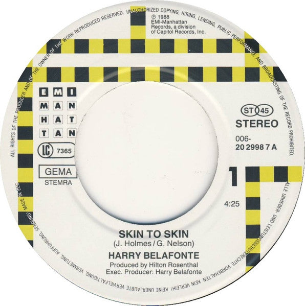 Harry Belafonte Featuring Jennifer Warnes : Skin To Skin (7", Single)