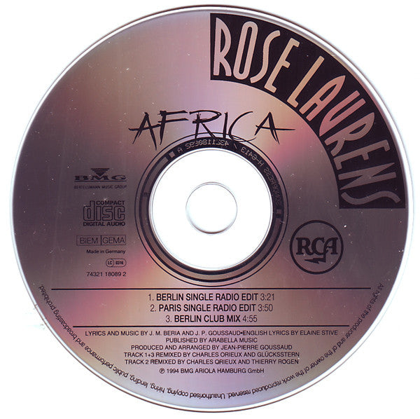Rose Laurens : Africa (Remix '94) (CD, Maxi)
