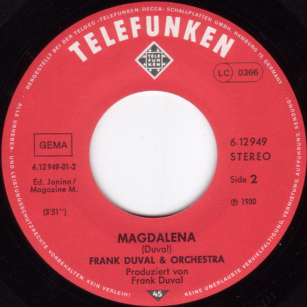 Frank Duval & Orchestra : Angel Of Mine (7", Single)