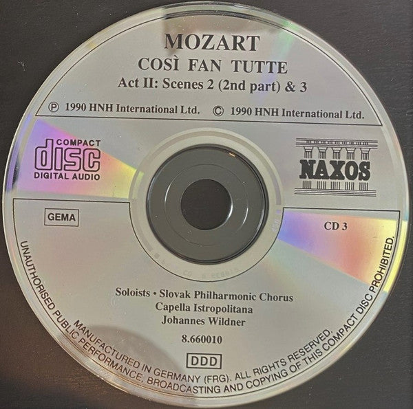 Wolfgang Amadeus Mozart, Slovak Philharmonic Chorus, Capella Istropolitana, Joanna Borowska, Rohangiz Yachmi, John Dickie, Andrea Martin (2), Priti Coles, Peter Mikuláš : Cosi Fan Tutte (3xCD, Album)