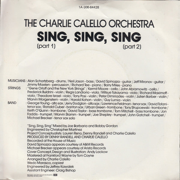 The Charlie Calello Orchestra : Sing, Sing, Sing (Part 1) (Part 2) (7", Single)