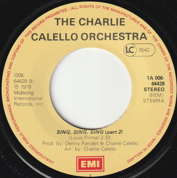 The Charlie Calello Orchestra : Sing, Sing, Sing (Part 1) (Part 2) (7", Single)