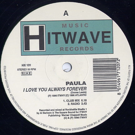 Paula (9) : I Love You Always Forever (12")