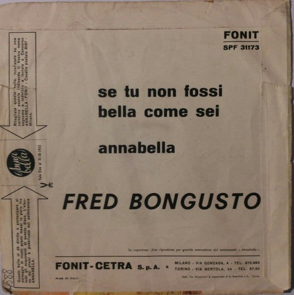 Fred Bongusto : Annabella / Se Tu Non Fossi Bella Come Sei (7")