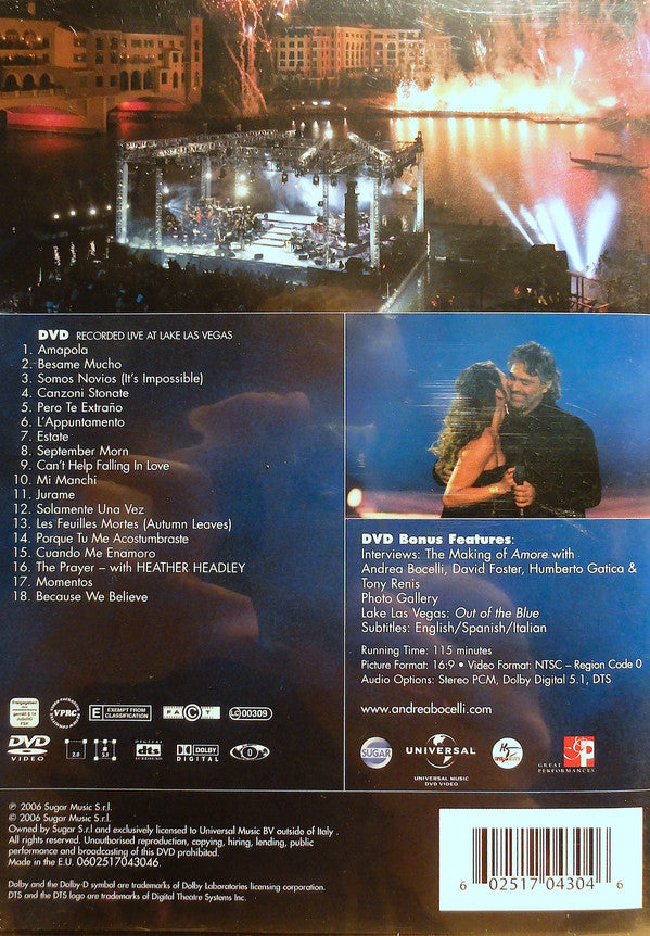 Andrea Bocelli : Under The Desert Sky (DVD-V, Multichannel, NTSC, Reg)