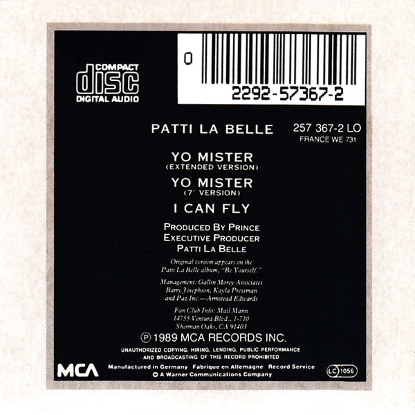 Patti Labelle : Yo Mister (CD, Mini, Single)