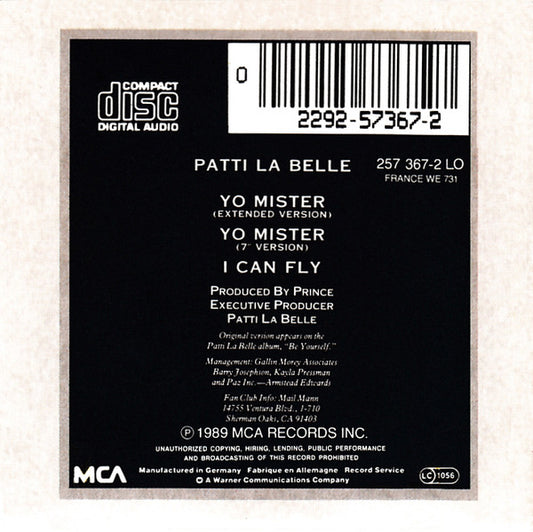 Patti Labelle : Yo Mister (CD, Mini, Single)