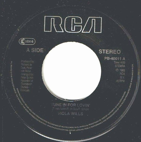Viola Wills : Tune In For Lovin' (7")