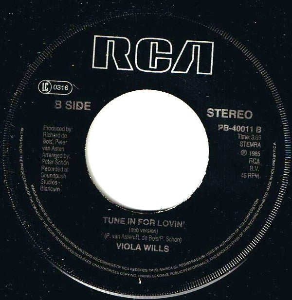 Viola Wills : Tune In For Lovin' (7")