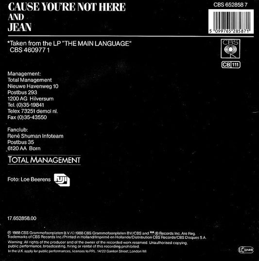 René Shuman : Cause You're Not Here (7", Single)