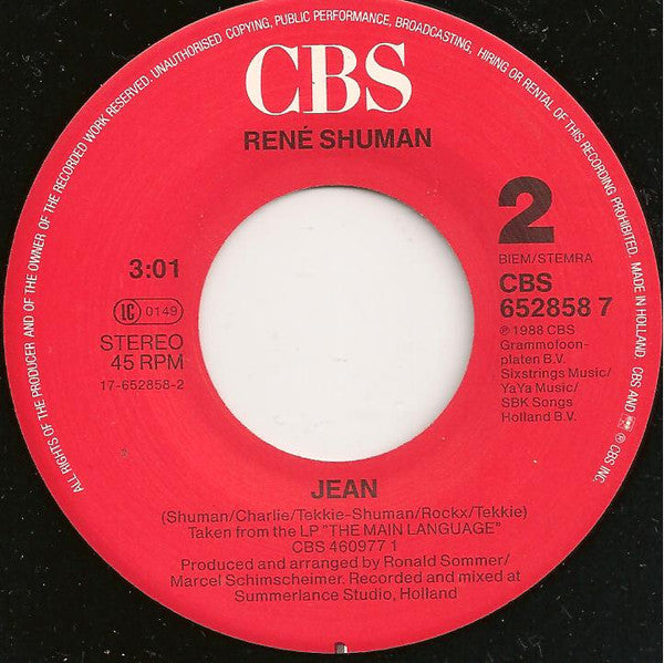 René Shuman : Cause You're Not Here (7", Single)
