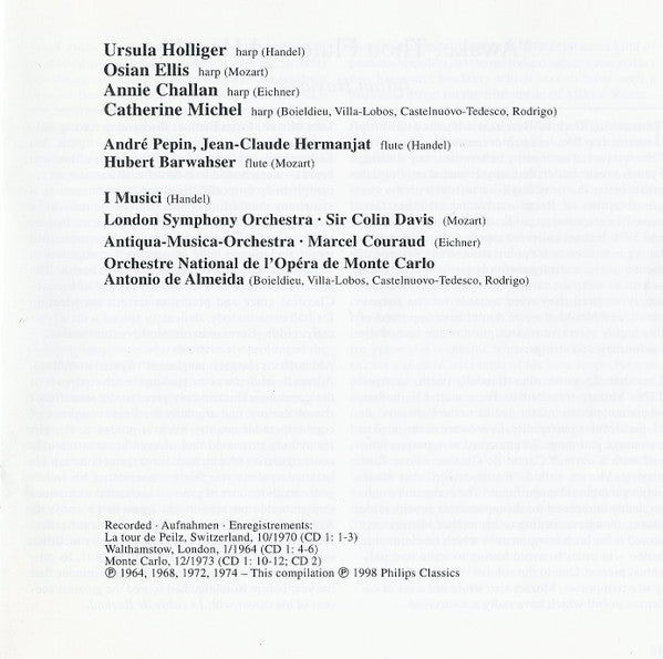Georg Friedrich Händel • Wolfgang Amadeus Mozart • Ernst Eichner • François-Adrien Boieldieu • Heitor Villa-Lobos • Mario Castelnuovo-Tedesco • Joaquín Rodrigo, Various : Favourite Harp Concertos (2xCD, Comp, RM)