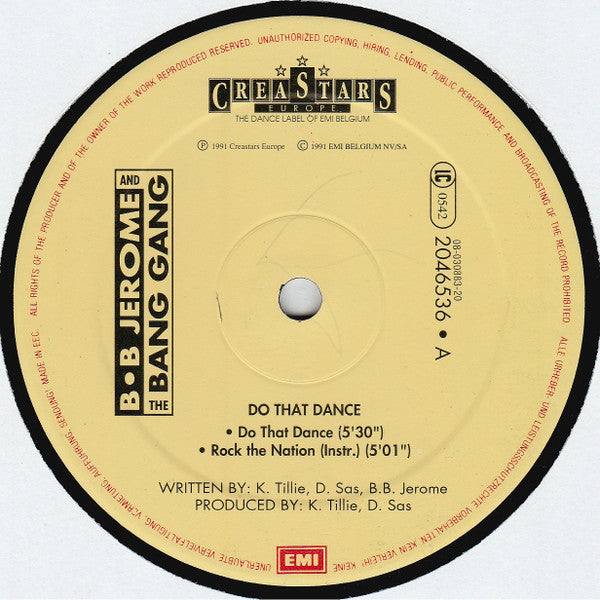 B.B. Jerome & The Bang Gang : Do That Dance (12")