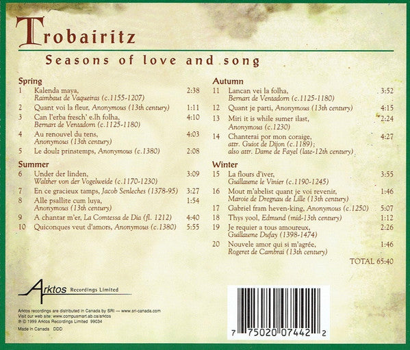 Trobairitz : Seasons Of Love And Song (CD, Album)
