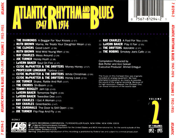 Various : Atlantic Rhythm & Blues 1947-1974, Volume 2 1952-1955 (CD, Comp)