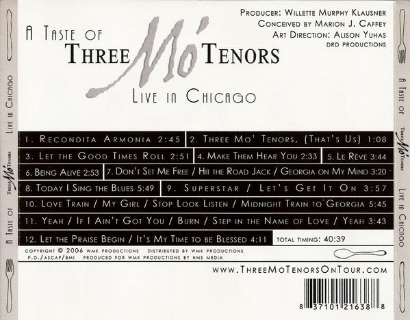 Three Mo' Tenors : A Taste of Three Mo' Tenors: Live in Chicago (CD, Album)