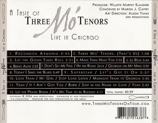 Three Mo' Tenors : A Taste of Three Mo' Tenors: Live in Chicago (CD, Album)