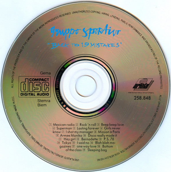 Gruppo Sportivo : Back To 19 Mistakes (CD, Comp, RP)