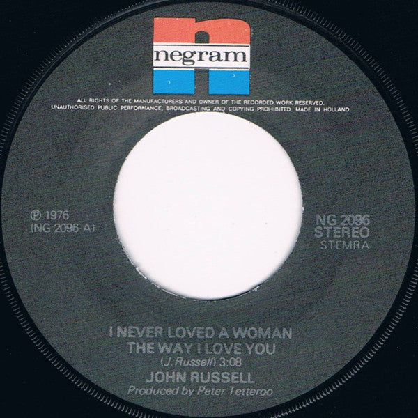 Big John Russell : I Never Loved A Woman The Way I Love You (7", Single, red)