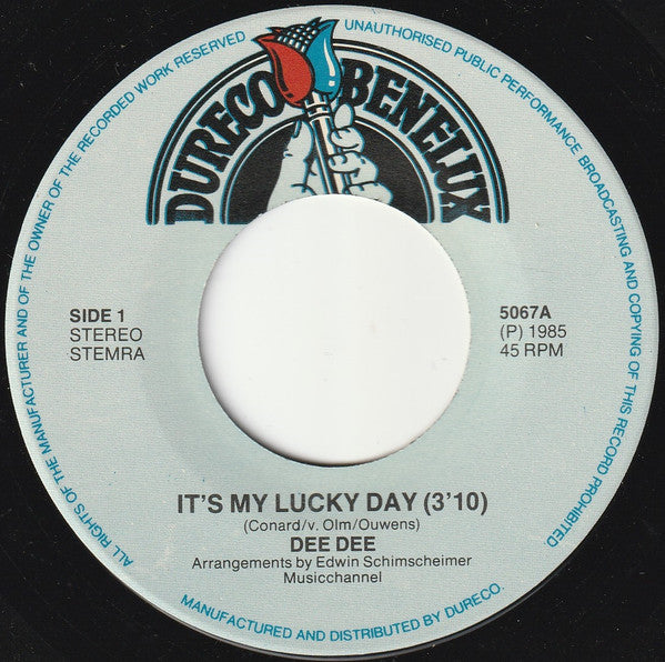 Dee Dee (13) : It's My Lucky Day! / Dee-Day (7", Single)