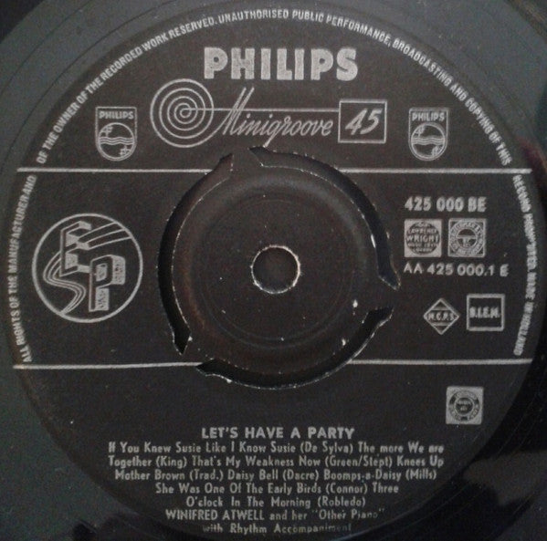 Winifred Atwell : Let's Have A Party (7", EP, Mono)