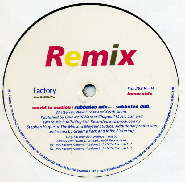 Englandneworder* : World In Motion (Remix) (12", Single)