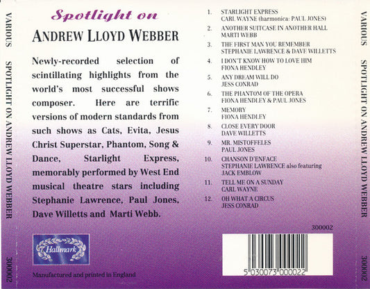 Various : Spotlight On Andrew Lloyd Webber (CD, Comp, RE)