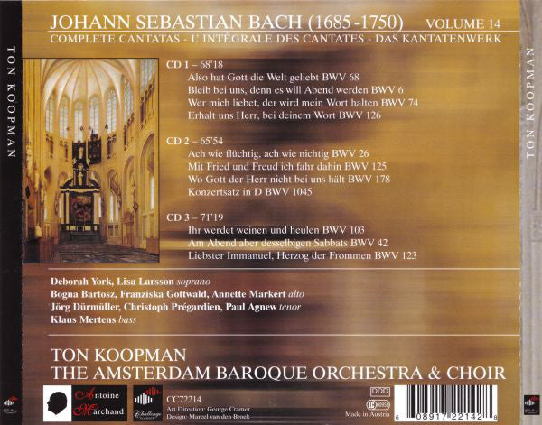 Johann Sebastian Bach, Ton Koopman, The Amsterdam Baroque Orchestra And Choir : Cantatas Vol. 14 (3xCD, Album)
