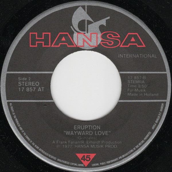 Eruption (4) : Party, Party (7", Single)